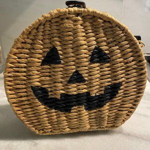Hand Painted Pumpkin Straw Rattan Handbag Bag